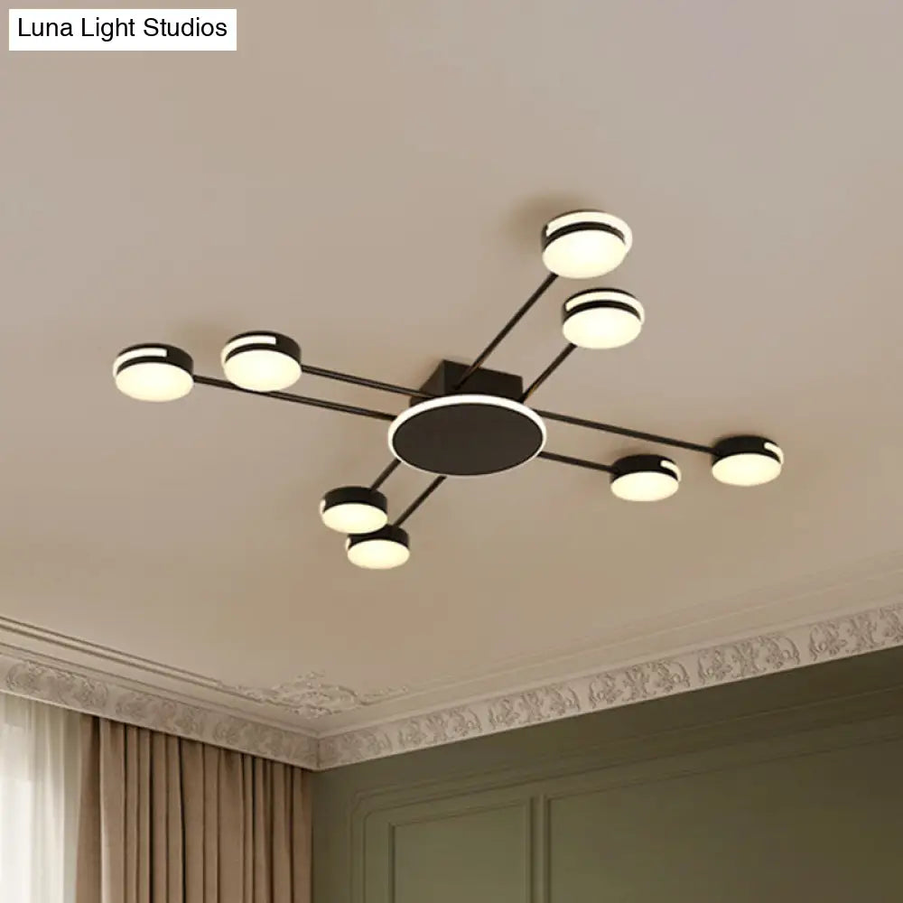 DecorBites™ DecorBites™ Modern 2-Tier Iron Flush Mount Chandelier with 8 Lights in Black/Gold Finish - Warm/White/Natural Lighting