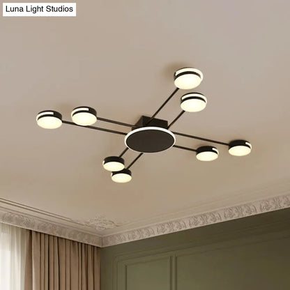 DecorBites™ DecorBites™ Modern 2-Tier Iron Flush Mount Chandelier with 8 Lights in Black/Gold Finish - Warm/White/Natural Lighting