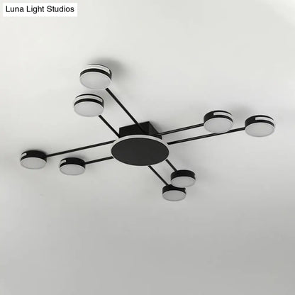 DecorBites™ DecorBites™ Modern 2-Tier Iron Flush Mount Chandelier with 8 Lights in Black/Gold Finish - Warm/White/Natural Lighting