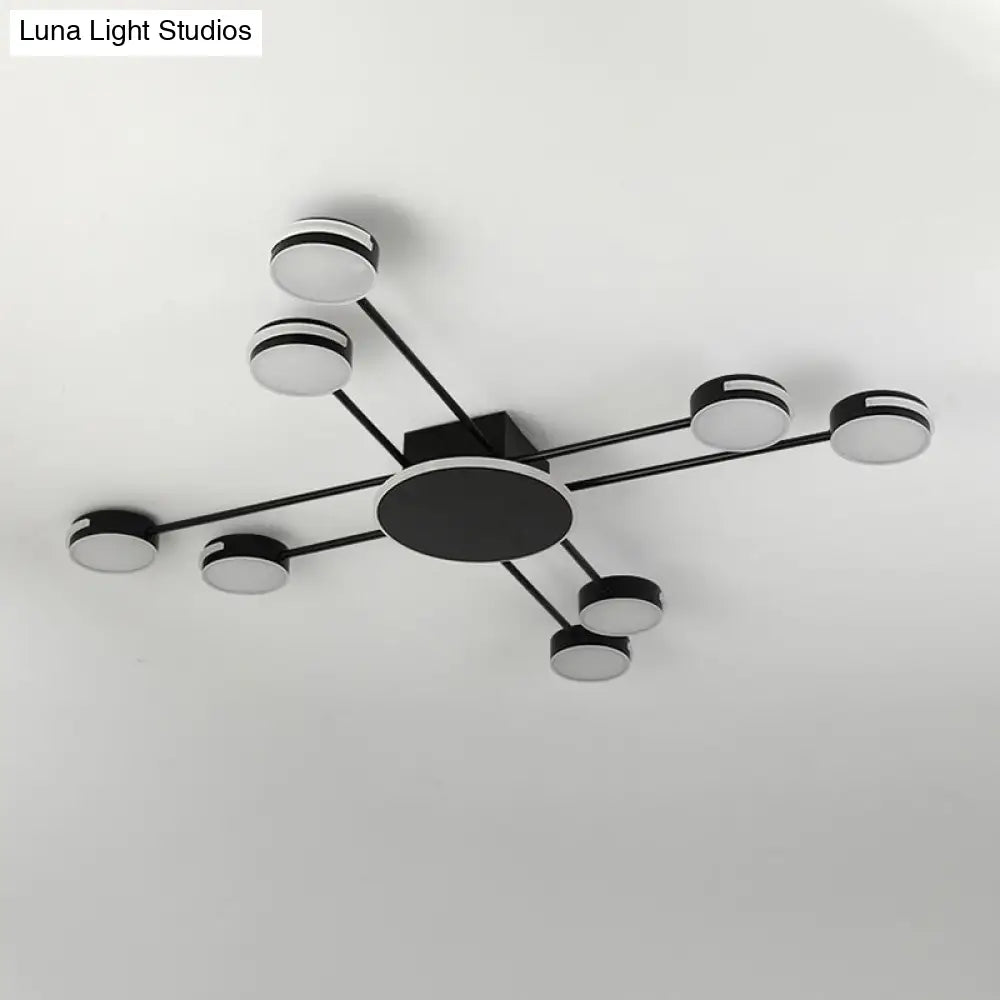 DecorBites™ DecorBites™ Modern 2-Tier Iron Flush Mount Chandelier with 8 Lights in Black/Gold Finish - Warm/White/Natural Lighting