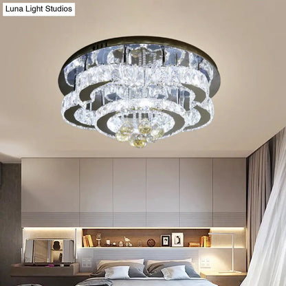 DecorBites™ DecorBites™ Modern 2-Tier LED Ceiling Flushmount in Crystal Chrome Square/Circle Design