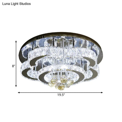 DecorBites™ DecorBites™ Modern 2-Tier LED Ceiling Flushmount in Crystal Chrome Square/Circle Design