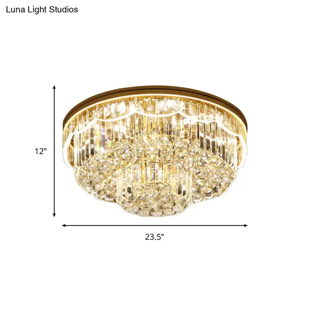 DecorBites™ DecorBites™ Modern 2-Tiered Cut Crystal Flush Mount Light with 8 Bulbs – Ideal for Bedroom