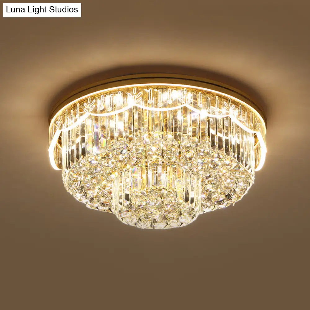 DecorBites™ DecorBites™ Modern 2-Tiered Cut Crystal Flush Mount Light with 8 Bulbs – Ideal for Bedroom