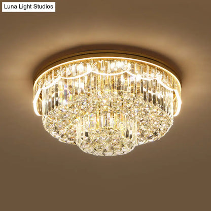 DecorBites™ DecorBites™ Modern 2-Tiered Cut Crystal Flush Mount Light with 8 Bulbs – Ideal for Bedroom