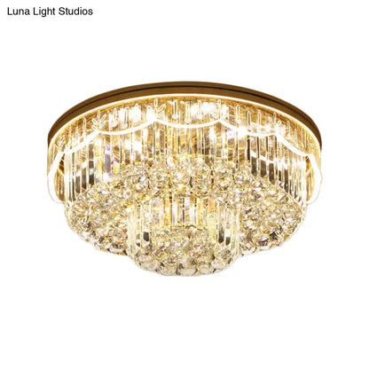 DecorBites™ DecorBites™ Modern 2-Tiered Cut Crystal Flush Mount Light with 8 Bulbs – Ideal for Bedroom