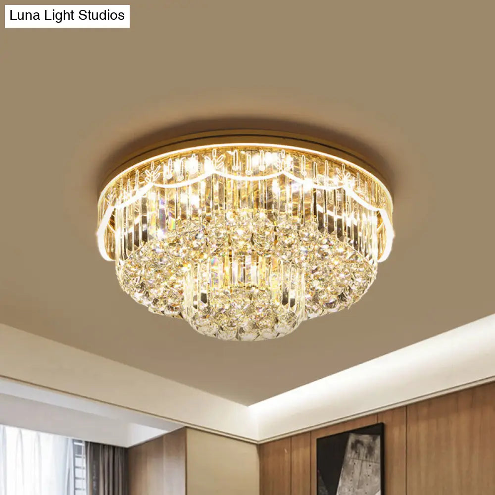 DecorBites™ DecorBites™ Modern 2-Tiered Cut Crystal Flush Mount Light with 8 Bulbs – Ideal for Bedroom