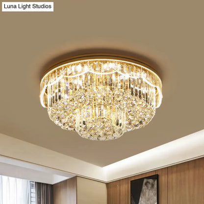 DecorBites™ DecorBites™ Modern 2-Tiered Cut Crystal Flush Mount Light with 8 Bulbs – Ideal for Bedroom