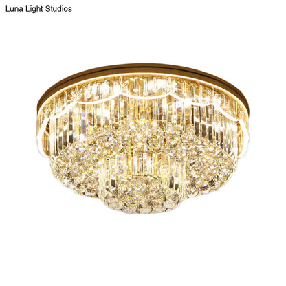 DecorBites™ DecorBites™ Modern 2-Tiered Cut Crystal Flush Mount Light with 8 Bulbs – Ideal for Bedroom