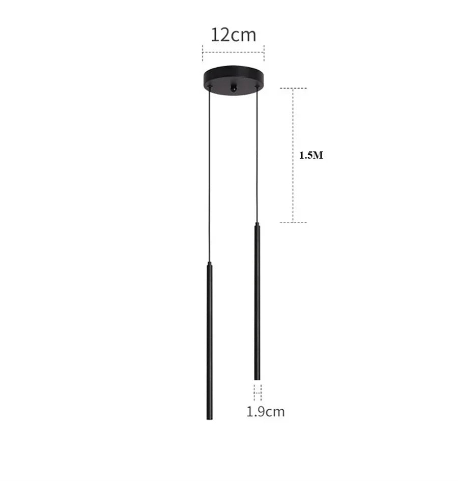 Modern 2CM LED Pendant Lights for Kitchen Island - Length 40CM / Natural White 4000K / 2 Heads Black|CHINA