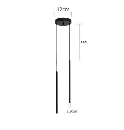 Modern 2CM LED Pendant Lights for Kitchen Island - Length 40CM / Natural White 4000K / 2 Heads Black|CHINA