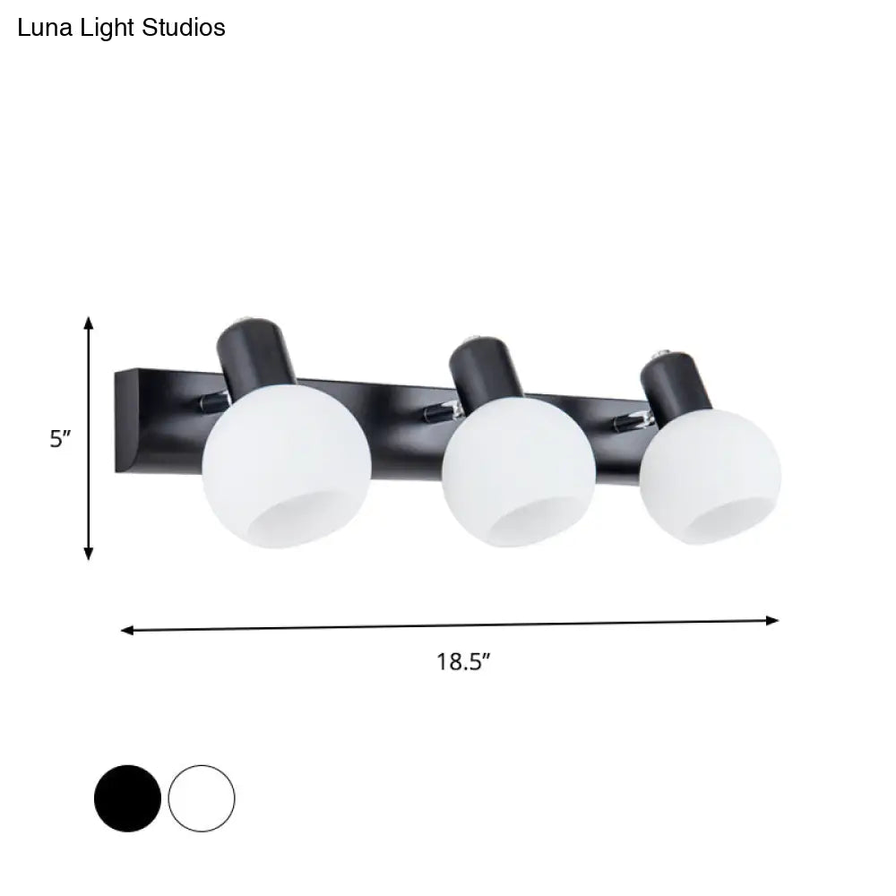 DecorBites™ DecorBites™ Modern 3-Bulb Opal Glass Wall Hanging Light for Bathroom - Black/White