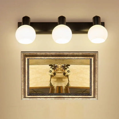 DecorBites™ DecorBites™ Modern 3-Bulb Opal Glass Wall Hanging Light for Bathroom - Black/White