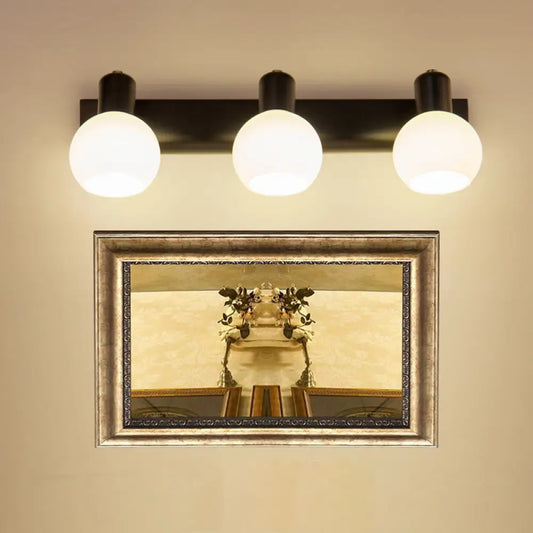 DecorBites™ DecorBites™ Modern 3-Bulb Opal Glass Wall Hanging Light for Bathroom - Black/White