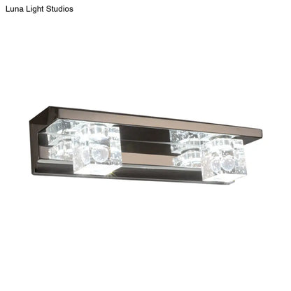 DecorBites™ DecorBites™ Modern 3-Head Clear Crystal Wall Sconce - Silver Finish Vanity Light Fixture, 12.5"/18" Width, Warm/White Light