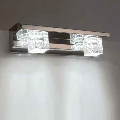DecorBites™ DecorBites™ Modern 3-Head Clear Crystal Wall Sconce - Silver Finish Vanity Light Fixture, 12.5"/18" Width, Warm/White Light