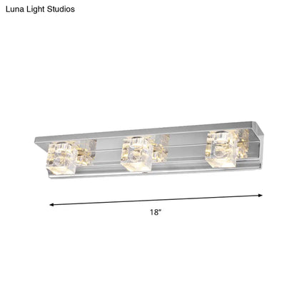 DecorBites™ DecorBites™ Modern 3-Head Clear Crystal Wall Sconce - Silver Finish Vanity Light Fixture, 12.5"/18" Width, Warm/White Light