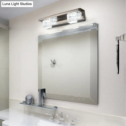 DecorBites™ DecorBites™ Modern 3-Head Clear Crystal Wall Sconce - Silver Finish Vanity Light Fixture, 12.5"/18" Width, Warm/White Light