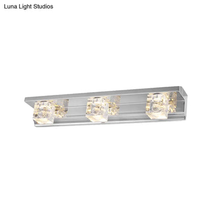 DecorBites™ DecorBites™ Modern 3-Head Clear Crystal Wall Sconce - Silver Finish Vanity Light Fixture, 12.5"/18" Width, Warm/White Light