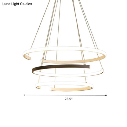 Lámpara de araña moderna de 3 niveles en forma de C: Lámpara colgante LED de acrílico blanco y negro para sala de estar