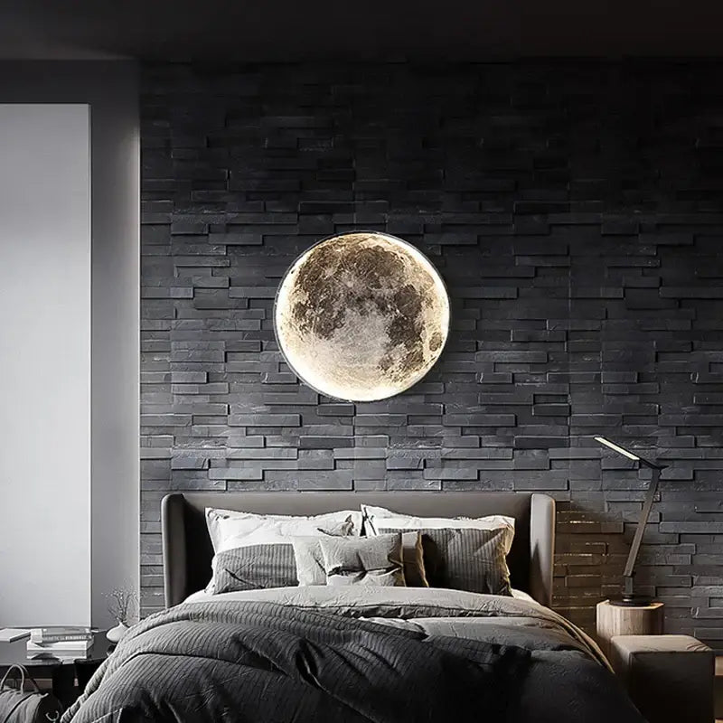 Modern 3d creative moon earth led wall lamp with detailed craters warm glow for bedroom living room decorbites creative moon decor