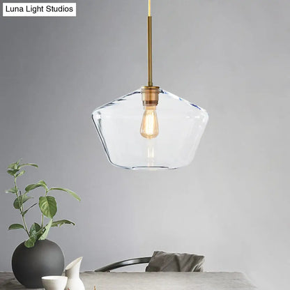 Modern 4.5"/9"/12" Wide Glass Shade Hanging Pendant Light with Brass Lamp Socket - Perfect for Office