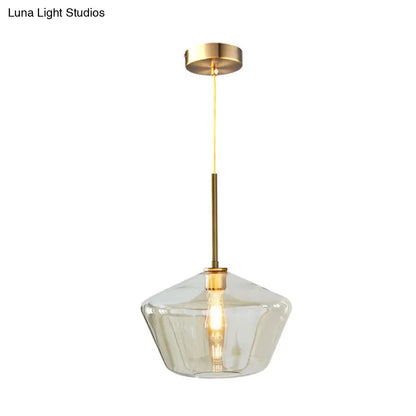 Modern 4.5"/9"/12" Wide Glass Shade Hanging Pendant Light with Brass Lamp Socket - Perfect for Office