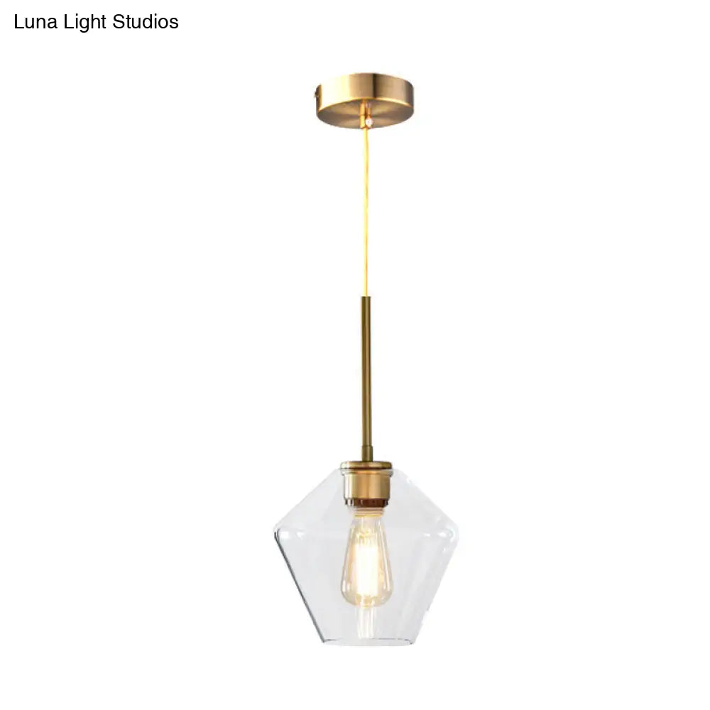 Modern 4.5"/9"/12" Wide Glass Shade Hanging Pendant Light with Brass Lamp Socket - Perfect for Office