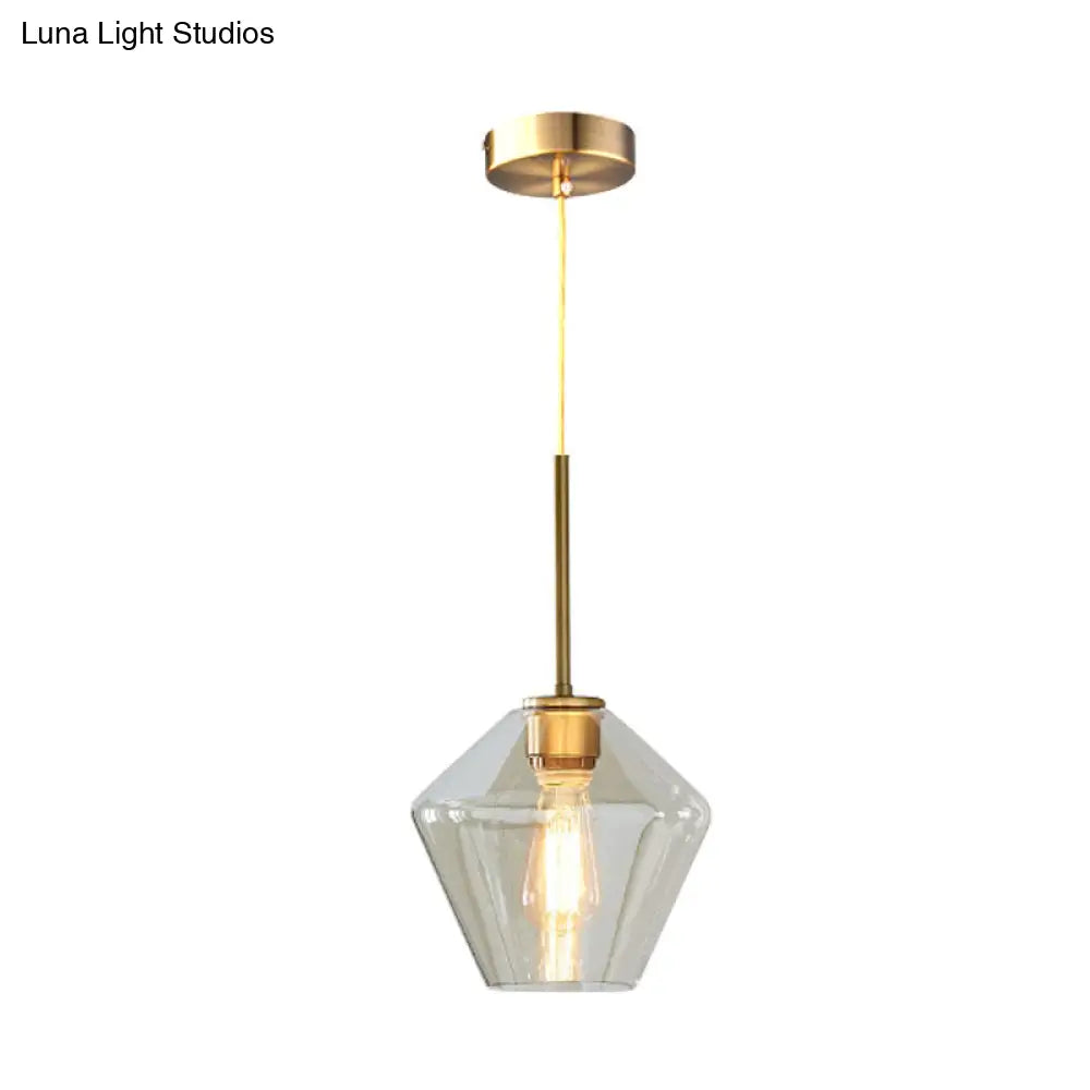 Modern 4.5"/9"/12" Wide Glass Shade Hanging Pendant Light with Brass Lamp Socket - Perfect for Office