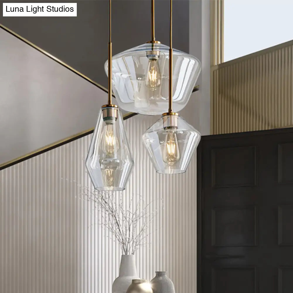 Modern 4.5"/9"/12" Wide Glass Shade Hanging Pendant Light with Brass Lamp Socket - Perfect for Office