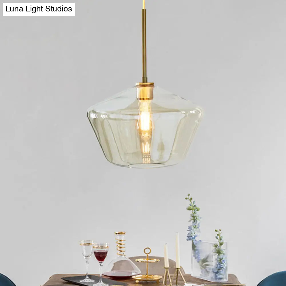 Modern 4.5"/9"/12" Wide Glass Shade Hanging Pendant Light with Brass Lamp Socket - Perfect for Office