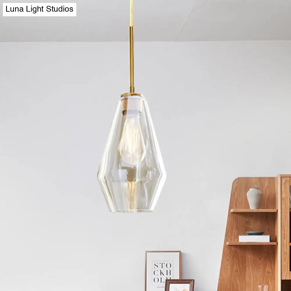 Modern 4.5"/9"/12" Wide Glass Shade Hanging Pendant Light with Brass Lamp Socket - Perfect for Office