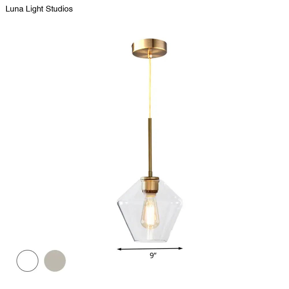 Modern 4.5"/9"/12" Wide Glass Shade Hanging Pendant Light with Brass Lamp Socket - Perfect for Office