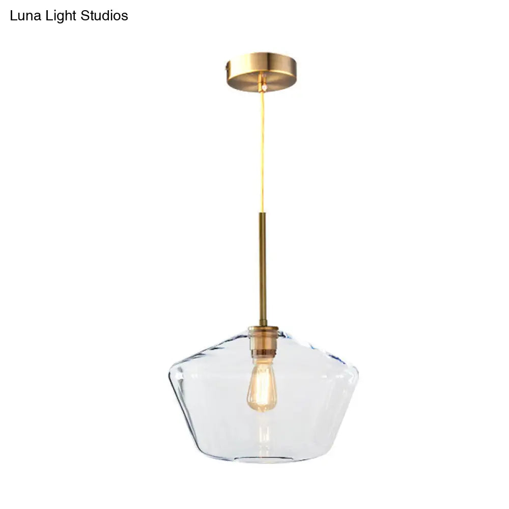 Modern 4.5"/9"/12" Wide Glass Shade Hanging Pendant Light with Brass Lamp Socket - Perfect for Office