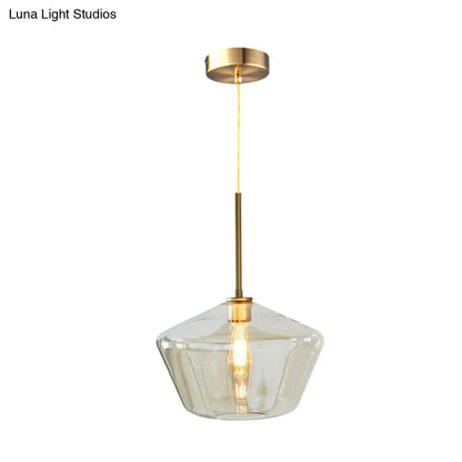 Modern 4.5"/9"/12" Wide Glass Shade Hanging Pendant Light with Brass Lamp Socket - Perfect for Office