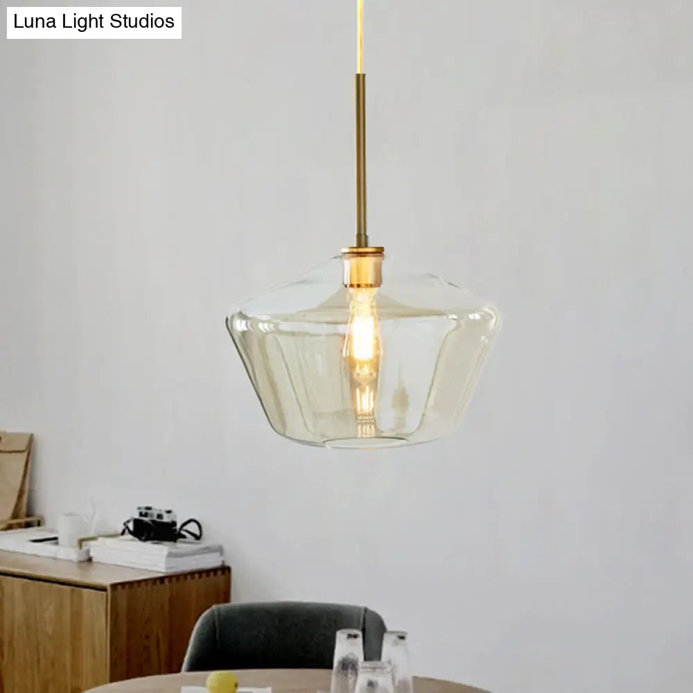 Modern 4.5"/9"/12" Wide Glass Shade Hanging Pendant Light with Brass Lamp Socket - Perfect for Office