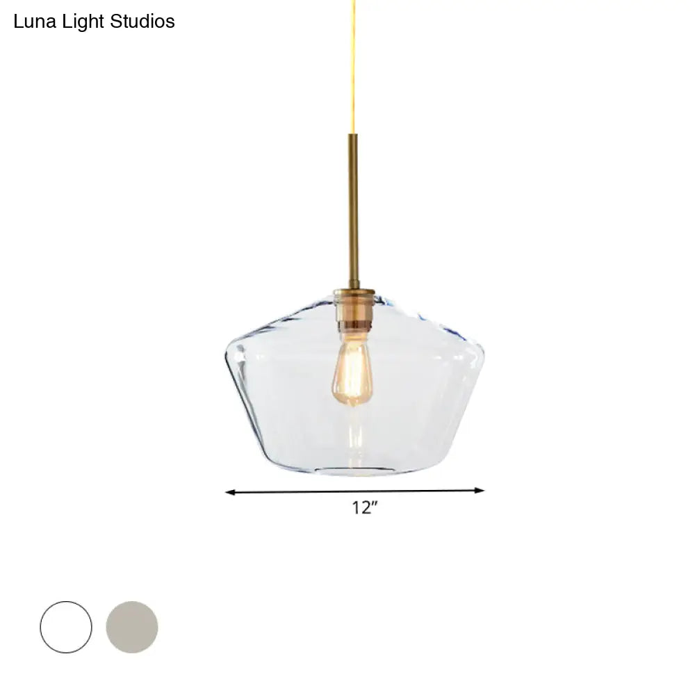 Modern 4.5"/9"/12" Wide Glass Shade Hanging Pendant Light with Brass Lamp Socket - Perfect for Office