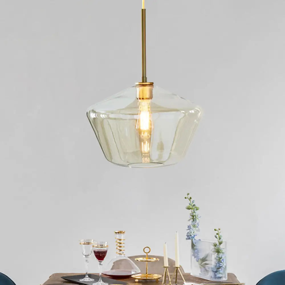 Modern 4.5"/9"/12" Wide Glass Shade Hanging Pendant Light with Brass Lamp Socket - Perfect for Office