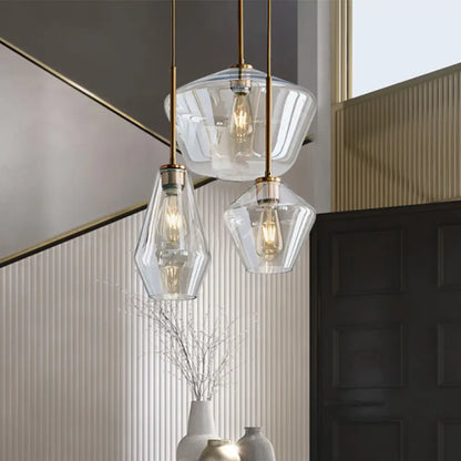 Modern 4.5"/9"/12" Wide Glass Shade Hanging Pendant Light with Brass Lamp Socket - Perfect for Office