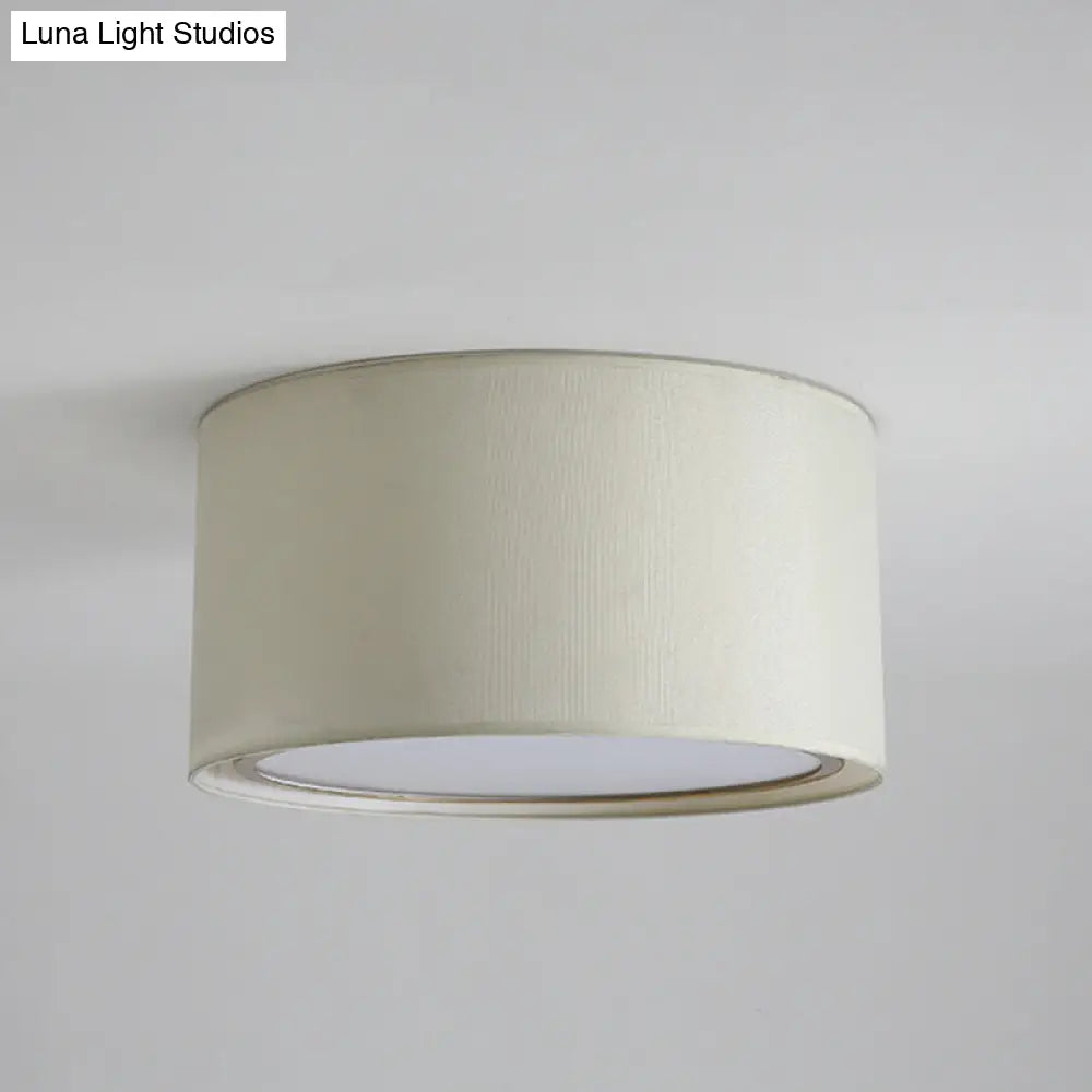 DecorBites™ DecorBites™ Modern 4-Light 2-Shade Fabric Drum Flush Mount Ceiling Fixture for Bedroom in White