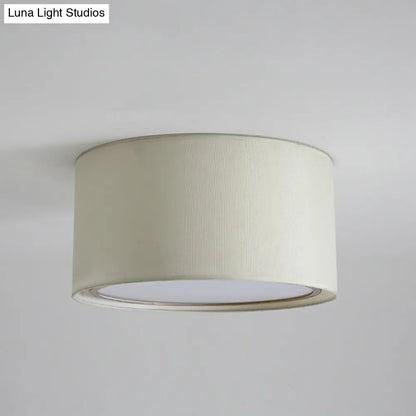 DecorBites™ DecorBites™ Modern 4-Light 2-Shade Fabric Drum Flush Mount Ceiling Fixture for Bedroom in White