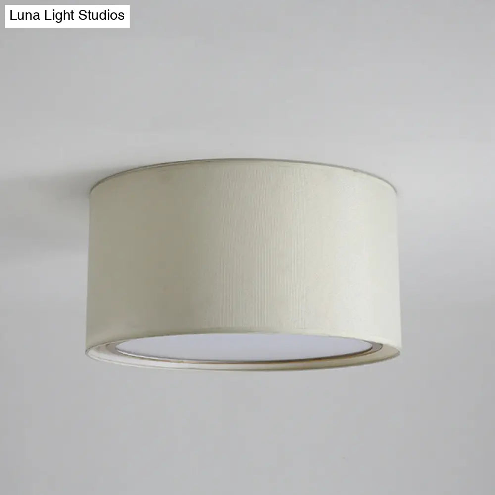 DecorBites™ DecorBites™ Modern 4-Light 2-Shade Fabric Drum Flush Mount Ceiling Fixture for Bedroom in White
