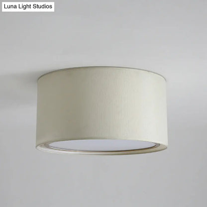 DecorBites™ DecorBites™ Modern 4-Light 2-Shade Fabric Drum Flush Mount Ceiling Fixture for Bedroom in White