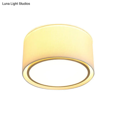 DecorBites™ DecorBites™ Modern 4-Light 2-Shade Fabric Drum Flush Mount Ceiling Fixture for Bedroom in White