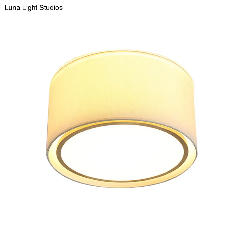 DecorBites™ DecorBites™ Modern 4-Light 2-Shade Fabric Drum Flush Mount Ceiling Fixture for Bedroom in White