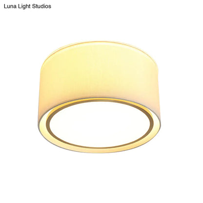 DecorBites™ DecorBites™ Modern 4-Light 2-Shade Fabric Drum Flush Mount Ceiling Fixture for Bedroom in White