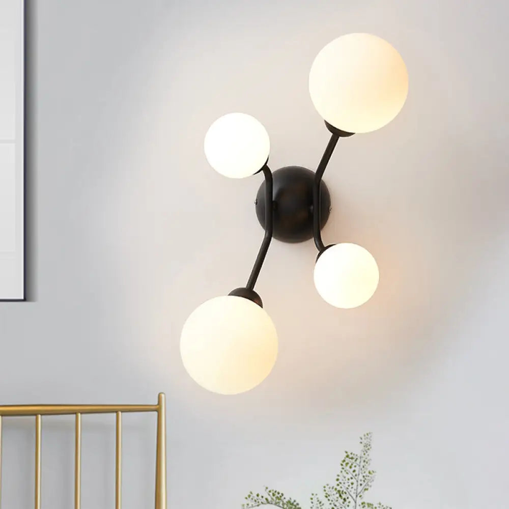 DecorBites™ DecorBites™ Modern 4-Light Sconce with Cream Glass Shade and Black/Gold Finish