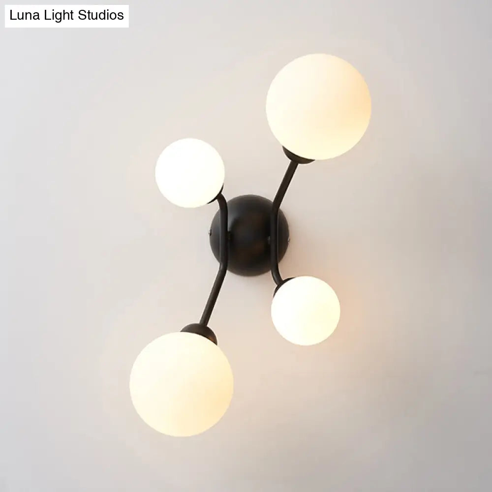 DecorBites™ DecorBites™ Modern 4-Light Sconce with Cream Glass Shade and Black/Gold Finish