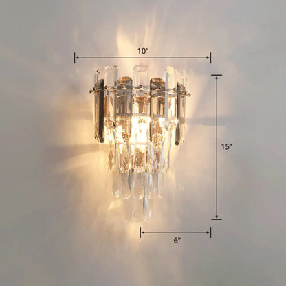 DecorBites™ DecorBites™ Modern 4-Tiered Crystal Wall Sconce with Beveled Crystal and 2-Bulb Light Fixture for Restaurants