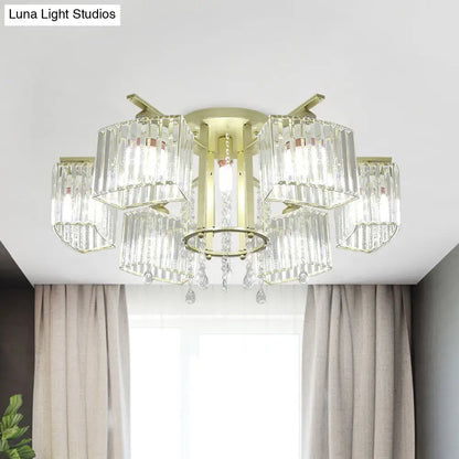 DecorBites™ DecorBites™ Modern 5/7 Bulb Ceiling Light with Clear Crystal Block Shade - Perfect for Bedrooms!